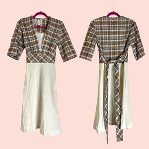 Vintage Melissa Jane 70s Plaid Dress with Waist Sash